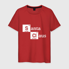 Мужская футболка хлопок с принтом Santa Claus chemistry в Петрозаводске, 100% хлопок | прямой крой, круглый вырез горловины, длина до линии бедер, слегка спущенное плечо. | 