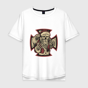 Мужская футболка хлопок Oversize с принтом Skeletor Santa в Курске, 100% хлопок | свободный крой, круглый ворот, “спинка” длиннее передней части | 