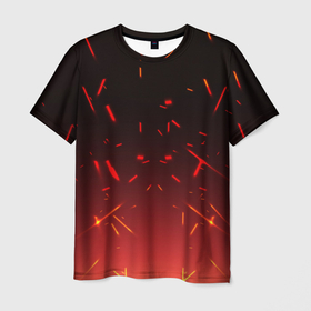 Мужская футболка 3D с принтом Красный огонь в Санкт-Петербурге, 100% полиэфир | прямой крой, круглый вырез горловины, длина до линии бедер | 