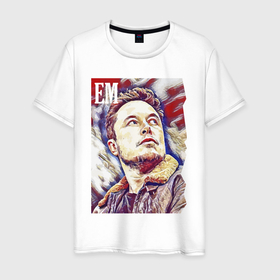 Мужская футболка хлопок с принтом Илон Маск   Space X , 100% хлопок | прямой крой, круглый вырез горловины, длина до линии бедер, слегка спущенное плечо. | 