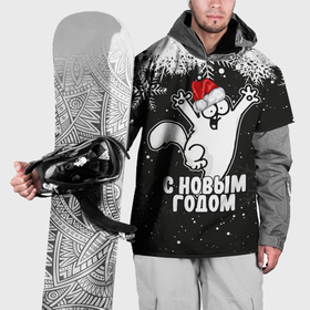 Накидка на куртку 3D с принтом С Новым годом   кот Саймона и снежинки , 100% полиэстер |  | 
