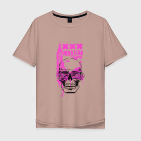 Мужская футболка хлопок Oversize с принтом Hooligan skull в Кировске, 100% хлопок | свободный крой, круглый ворот, “спинка” длиннее передней части | 