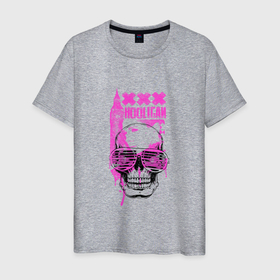 Мужская футболка хлопок с принтом Hooligan skull в Белгороде, 100% хлопок | прямой крой, круглый вырез горловины, длина до линии бедер, слегка спущенное плечо. | Тематика изображения на принте: 
