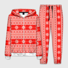 Мужской костюм 3D с принтом New Year snowflake pattern в Петрозаводске, 100% полиэстер | Манжеты и пояс оформлены тканевой резинкой, двухслойный капюшон со шнурком для регулировки, карманы спереди | 