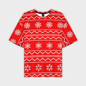 Мужская футболка OVERSIZE 3D с принтом Winter snowflakes в Кировске,  |  | 