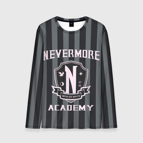 Мужской лонгслив 3D с принтом Уэнcдей   Nevermore Academy   Академия Невермор в Курске, 100% полиэстер | длинные рукава, круглый вырез горловины, полуприлегающий силуэт | 
