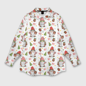 Мужская рубашка oversize 3D с принтом Рождественские гномы с подарками ,  |  | 