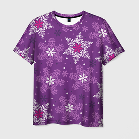 Мужская футболка 3D с принтом Violet snow в Кировске, 100% полиэфир | прямой крой, круглый вырез горловины, длина до линии бедер | 