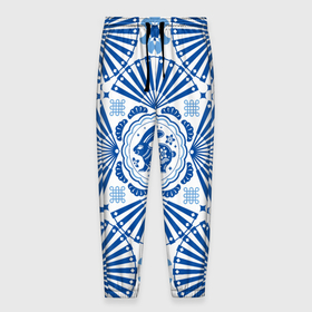 Мужские брюки 3D с принтом Blue rabbit в Екатеринбурге, 100% полиэстер | манжеты по низу, эластичный пояс регулируется шнурком, по бокам два кармана без застежек, внутренняя часть кармана из мелкой сетки | Тематика изображения на принте: 