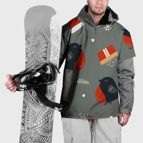 Накидка на куртку 3D с принтом Новогодние снегири в Петрозаводске, 100% полиэстер |  | Тематика изображения на принте: 