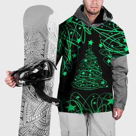 Накидка на куртку 3D с принтом Новогодняя Ёлка серпантин в Новосибирске, 100% полиэстер |  | 