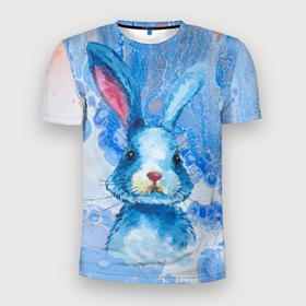 Мужская футболка 3D Slim с принтом Водяной заяц в Петрозаводске, 100% полиэстер с улучшенными характеристиками | приталенный силуэт, круглая горловина, широкие плечи, сужается к линии бедра | Тематика изображения на принте: 