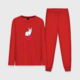 Мужская пижама хлопок (с лонгсливом) с принтом Меня зовут Кролик в Курске,  |  | 