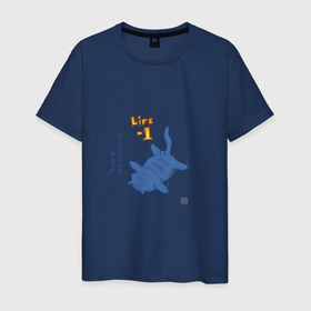 Мужская футболка хлопок с принтом падение голубого кота , 100% хлопок | прямой крой, круглый вырез горловины, длина до линии бедер, слегка спущенное плечо. | 