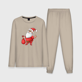 Мужская пижама с лонгсливом хлопок с принтом Красный Дедушка Мороз ,  |  | 