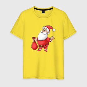 Мужская футболка хлопок с принтом Красный Дедушка Мороз в Тюмени, 100% хлопок | прямой крой, круглый вырез горловины, длина до линии бедер, слегка спущенное плечо. | 