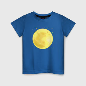 Детская футболка хлопок с принтом Луна и звезды в Петрозаводске, 100% хлопок | круглый вырез горловины, полуприлегающий силуэт, длина до линии бедер | Тематика изображения на принте: 
