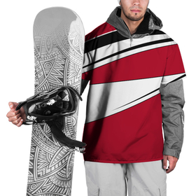Накидка на куртку 3D с принтом Красно черная геометрия  на белом в Курске, 100% полиэстер |  | 