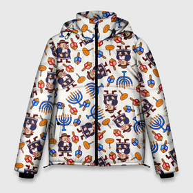 Мужская зимняя куртка 3D с принтом Ханука   праздник света в Новосибирске, верх — 100% полиэстер; подкладка — 100% полиэстер; утеплитель — 100% полиэстер | длина ниже бедра, свободный силуэт Оверсайз. Есть воротник-стойка, отстегивающийся капюшон и ветрозащитная планка. 

Боковые карманы с листочкой на кнопках и внутренний карман на молнии. | Тематика изображения на принте: 