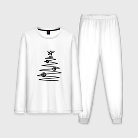 Мужская пижама с лонгсливом хлопок с принтом Новогодняя графичная ёлка в Курске,  |  | Тематика изображения на принте: 