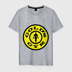 Мужская футболка хлопок с принтом Gold s gym в Белгороде, 100% хлопок | прямой крой, круглый вырез горловины, длина до линии бедер, слегка спущенное плечо. | Тематика изображения на принте: 