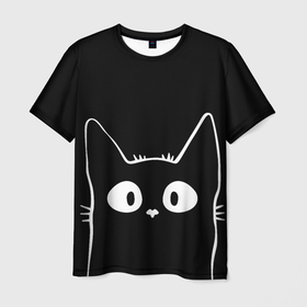 Мужская футболка 3D с принтом Интересный котик в Кировске, 100% полиэфир | прямой крой, круглый вырез горловины, длина до линии бедер | 