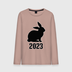 Мужской лонгслив хлопок с принтом 2023 силуэт кролика чёрный , 100% хлопок |  | Тематика изображения на принте: 