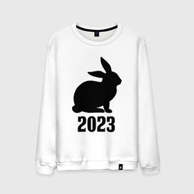 Мужской свитшот хлопок с принтом 2023 силуэт кролика чёрный в Курске, 100% хлопок |  | Тематика изображения на принте: 