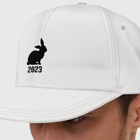 Кепка снепбек с прямым козырьком с принтом 2023 силуэт кролика чёрный , хлопок 100% |  | 