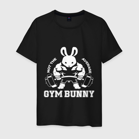 Мужская футболка хлопок с принтом Gym bunny powerlifting , 100% хлопок | прямой крой, круглый вырез горловины, длина до линии бедер, слегка спущенное плечо. | Тематика изображения на принте: 