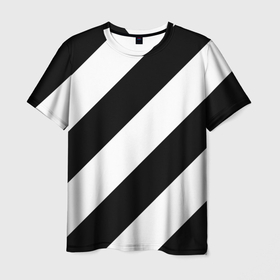 Мужская футболка 3D с принтом Черно белые полосы в Петрозаводске, 100% полиэфир | прямой крой, круглый вырез горловины, длина до линии бедер | 