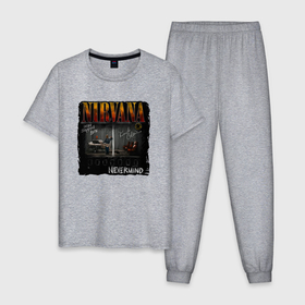 Мужская пижама хлопок с принтом Nirvana box в Санкт-Петербурге, 100% хлопок | брюки и футболка прямого кроя, без карманов, на брюках мягкая резинка на поясе и по низу штанин
 | 