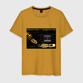 Мужская футболка хлопок с принтом Электричество   магнетизм в Санкт-Петербурге, 100% хлопок | прямой крой, круглый вырез горловины, длина до линии бедер, слегка спущенное плечо. | 