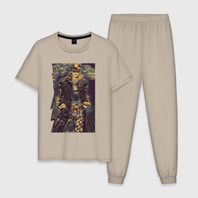 Мужская пижама хлопок с принтом Дзётаро Кудзё   cool dude в Курске, 100% хлопок | брюки и футболка прямого кроя, без карманов, на брюках мягкая резинка на поясе и по низу штанин
 | 