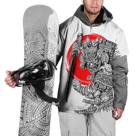 Накидка на куртку 3D с принтом Самурай с мечом на белом фоне в Новосибирске, 100% полиэстер |  | 