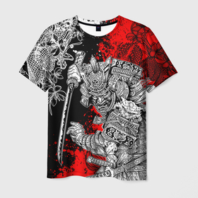 Мужская футболка 3D с принтом Самурай и драконы в Курске, 100% полиэфир | прямой крой, круглый вырез горловины, длина до линии бедер | 