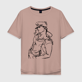 Мужская футболка хлопок Oversize с принтом Дзётаро Кудзё   герой в Курске, 100% хлопок | свободный крой, круглый ворот, “спинка” длиннее передней части | 