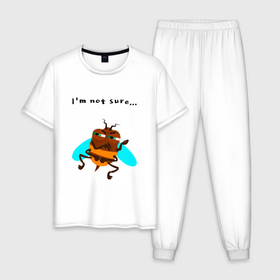 Мужская пижама хлопок с принтом Подозрительная пчела , 100% хлопок | брюки и футболка прямого кроя, без карманов, на брюках мягкая резинка на поясе и по низу штанин
 | 