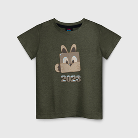 Детская футболка хлопок с принтом Кролик в квадрате в Кировске, 100% хлопок | круглый вырез горловины, полуприлегающий силуэт, длина до линии бедер | 