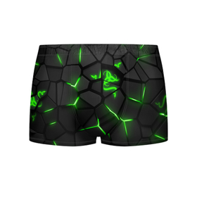Мужские трусы 3D с принтом Razer green neon в Белгороде, 50% хлопок, 50% полиэстер | классическая посадка, на поясе мягкая тканевая резинка | 