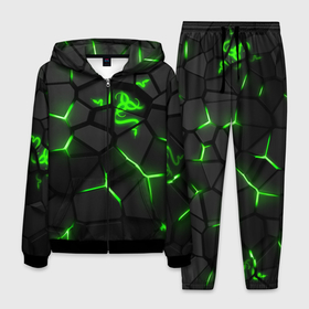 Мужской костюм 3D с принтом Razer green neon , 100% полиэстер | Манжеты и пояс оформлены тканевой резинкой, двухслойный капюшон со шнурком для регулировки, карманы спереди | 