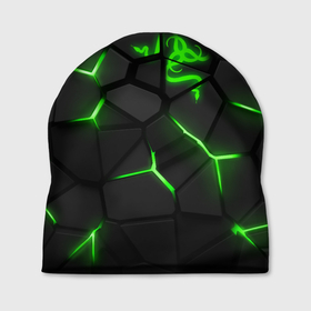 Шапка 3D с принтом Razer green neon , 100% полиэстер | универсальный размер, печать по всей поверхности изделия | 