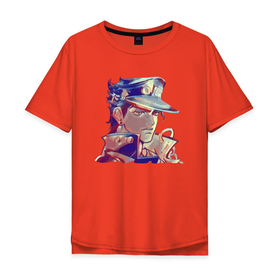 Мужская футболка хлопок Oversize с принтом Дзётаро Кудзё   character в Петрозаводске, 100% хлопок | свободный крой, круглый ворот, “спинка” длиннее передней части | Тематика изображения на принте: 