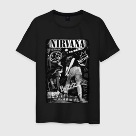 Мужская футболка хлопок с принтом Nirvana bleach в Рязани, 100% хлопок | прямой крой, круглый вырез горловины, длина до линии бедер, слегка спущенное плечо. | Тематика изображения на принте: 