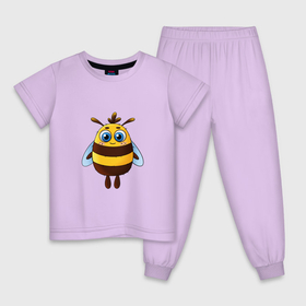 Детская пижама хлопок с принтом Милая толстая пчелка в Курске, 100% хлопок |  брюки и футболка прямого кроя, без карманов, на брюках мягкая резинка на поясе и по низу штанин
 | 