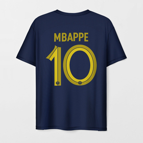 Мужская футболка 3D с принтом Мбаппе ЧМ 2022 сборная Франции в Кировске, 100% полиэфир | прямой крой, круглый вырез горловины, длина до линии бедер | 
