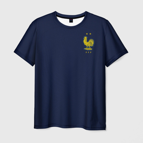 Мужская футболка 3D с принтом Форма сборной Франции ЧМ 2022 в Кировске, 100% полиэфир | прямой крой, круглый вырез горловины, длина до линии бедер | 