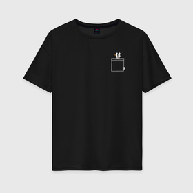 Женская футболка хлопок Oversize с принтом Подозрительная сова в кармане в Белгороде, 100% хлопок | свободный крой, круглый ворот, спущенный рукав, длина до линии бедер
 | 