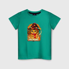 Детская футболка хлопок с принтом Лев Волшебник в Белгороде, 100% хлопок | круглый вырез горловины, полуприлегающий силуэт, длина до линии бедер | 