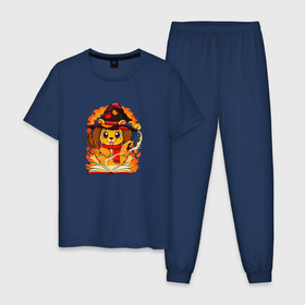 Мужская пижама хлопок с принтом Лев Волшебник в Санкт-Петербурге, 100% хлопок | брюки и футболка прямого кроя, без карманов, на брюках мягкая резинка на поясе и по низу штанин
 | 